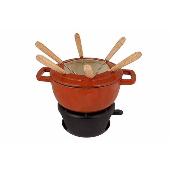 Fontestic Fondueset Roest D18Cm Gietijzer Met 6 Vorkjes