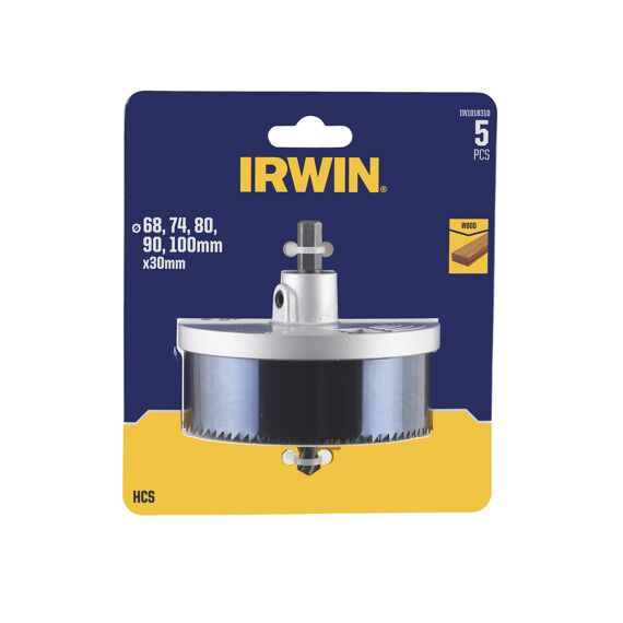 Irwin Set Gatenzagen 5Pcs Voor Hout En Gipsplaat, 25, 32, 38, 45, 50, 56 En 62Mm. Diepte 30Mm