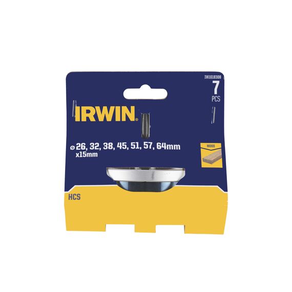 Irwin Set Gatenzagen 7Pcs Voor Hout En Gipsplaat, 25, 32, 38, 45, 50, 56 En 62Mm. Diepte 20Mm