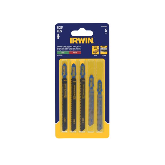 Irwin Set Decoupeerzaagbladen 5 Stuks Mix 3 Hout/2 Metaal T Aansluiting