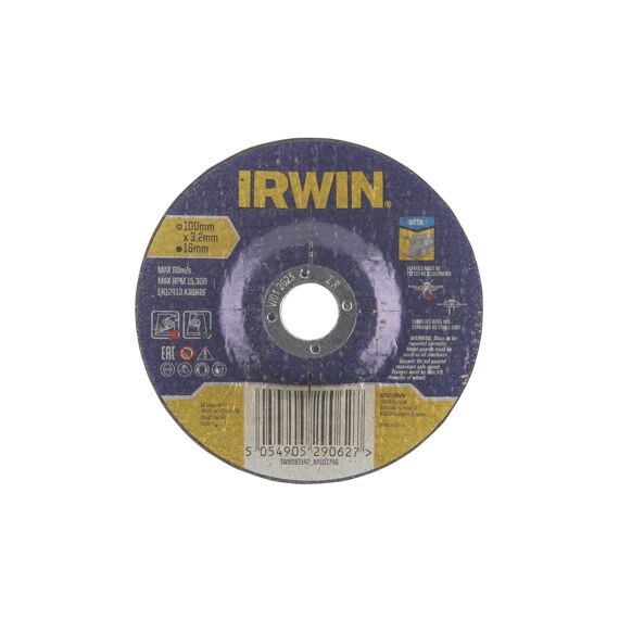 Irwin Pro Performance Doorslijpschijf Metaal, Plat - 100Mm X 3.0Mm