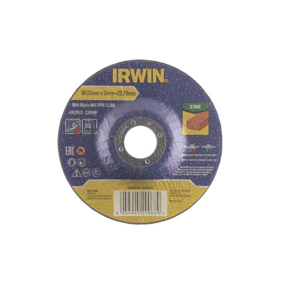 Irwin Pro Performance Doorslijpschijf Steen, Plat - 115Mm X 3.0Mm