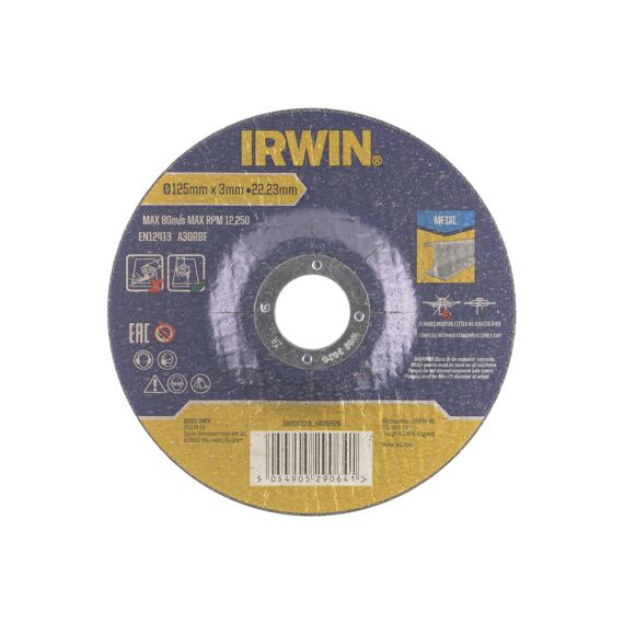 Irwin Doorslijpschijf Metaal, Plat - 125Mm X 3Mm