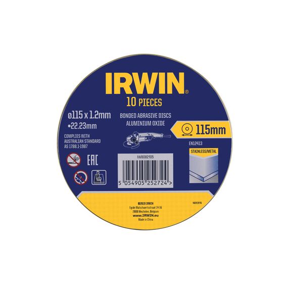 Irwin Blik Doorslijpschijven Metaal 10 Stuks - 115 X 1,2Mm