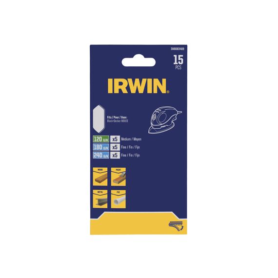 Irwin Set Schuurstroken Voor Schuurvinger Mouse;  5X K120, 5X K180 En 5X K240