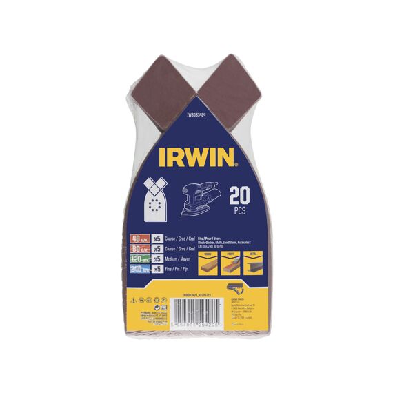 Irwin Set Schuurstroken 100X165Mm, Schuurstrook 170X110Mm, 5X K40, 5X K80, 5X K120 En 5X K180.