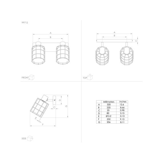 Eglo Consaca Zwart Spot 2X40W