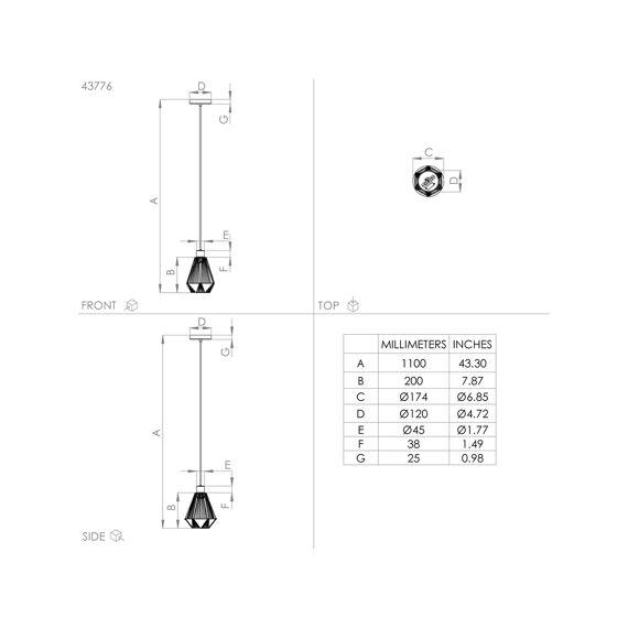 Eglo Adwickle Zwart Hanglamp 1X40W