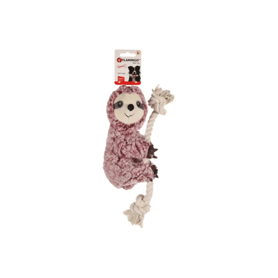 Flamingo Hs Hangta Luiaard + Touw Oud Roze L 30Cm