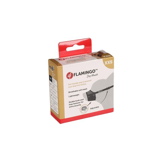 Flamingo Muilband Rolo Zwart Xxs Nek 27-42Cm Neus 10-13Cm