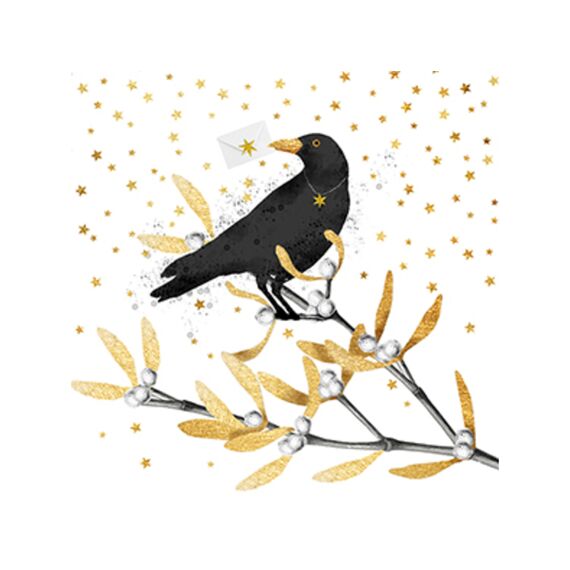 Braun Kerst Elegant Crow 33X33Cm