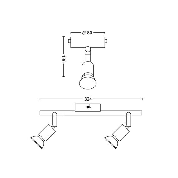 Philips Opbouwspot Limbali Bar/Tube Black 2X50W 230V