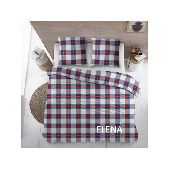 Dekbedovertrek /Hdc Flanel Elena Bleu/Red 140X200/220+1