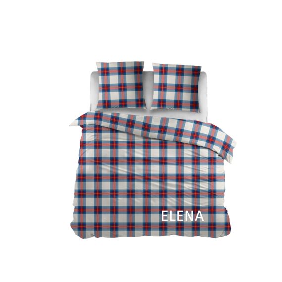 Dekbedovertrek /Hdc Flanel Elena Bleu/Red 140X200/220+1