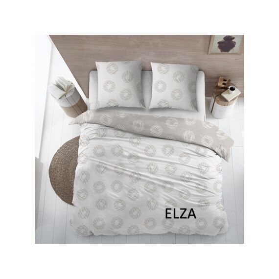 Dekbedovertrek Hdc Flanel Elza Blanc/Taupe 140X200/220+1