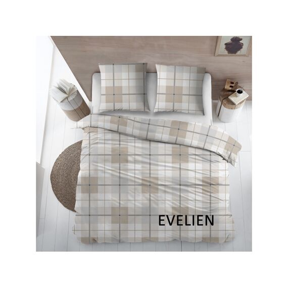 Dekbedovertrek  Hdc Flanel Evelien Grey/Beige 140X200/220+1