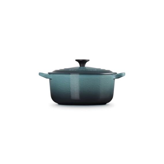 Le Creuset Stoofpan Rond Classic In Geëmailleerd Gietijzer Ocean Met Zwarte Knop 26Cm