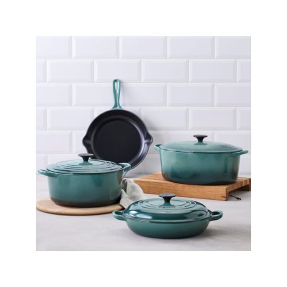 Le Creuset Stoofpan Rond Classic In Geëmailleerd Gietijzer Ocean Met Zwarte Knop 26Cm