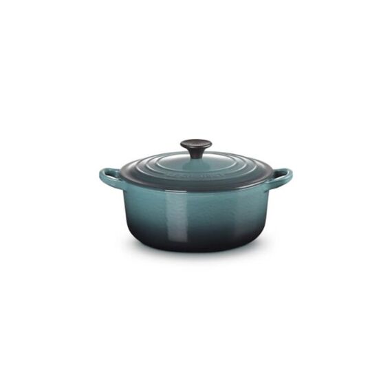 Le Creuset Stoofpan Rond Classic In Geëmailleerd Gietijzer Ocean Met Zwarte Knop 26Cm