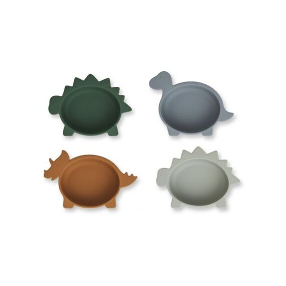 Liewood Iggy Silicone Kommetjes 4-Pack Dino Blue Multi Mix