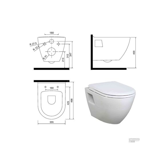 Design Ophang Wc Wit Zonder Sproeier (Bidet)