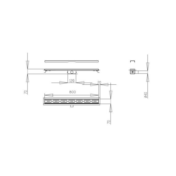 Aloni Rvs Douchegoot Compleet 80Cm Zwart