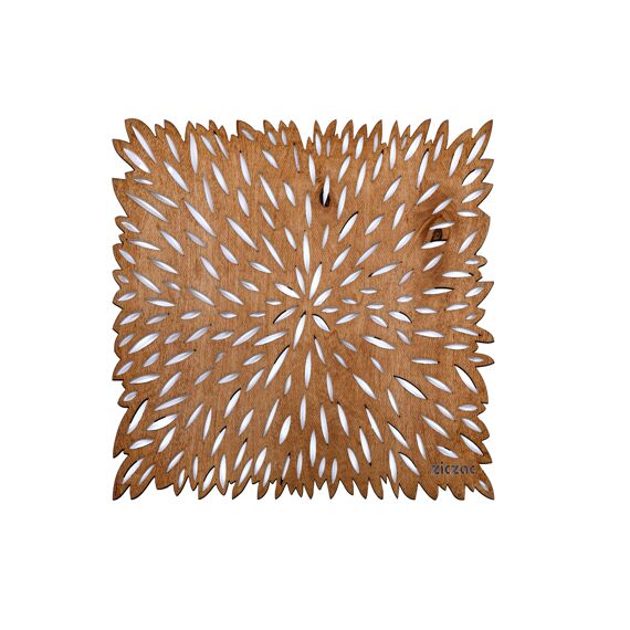 Birch Placemat Pinnate Leaves Wood 36X36Cm