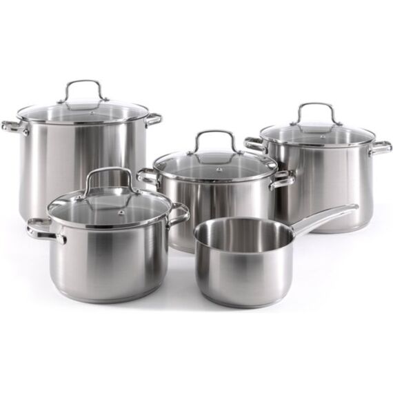 Haute Cuisine Kookset Coralux 9Delig-Steelpan 16Cm/Kookpot+Deksel 16-20-24Cm/Soepkom 24Cm + Deksel