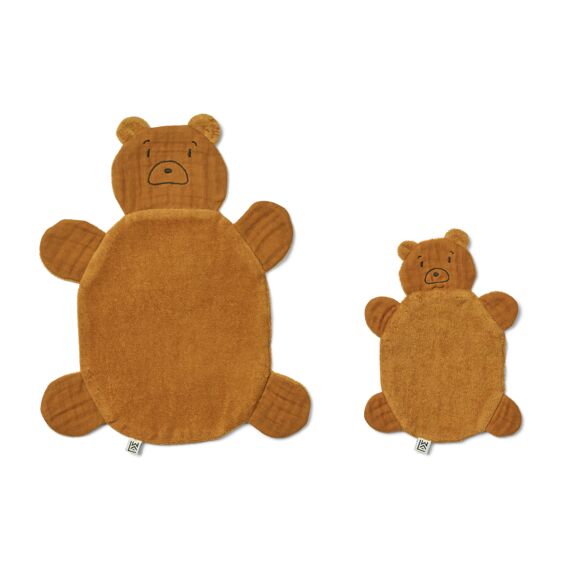 Liewood Janai Knuffeldoekje 2-Pack Mr Bear / Golden Caramel