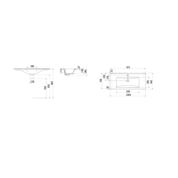 Keramiek Wastafel Wit 45X100Cm