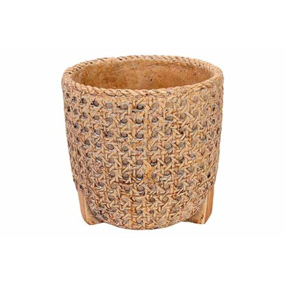 Bloempot Wicker Beige 15,5X15,5Xh15Cm Rond Cement