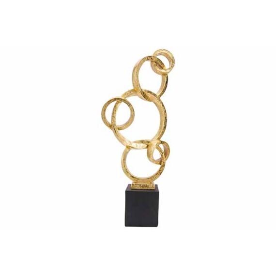 Ornament Circles On Black Stander Brass 16X7X38CM