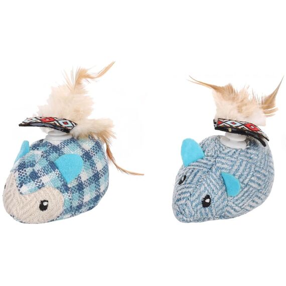 Flamingo Poezenspeelgoed Spinda Muis Blauw 7,5Cm