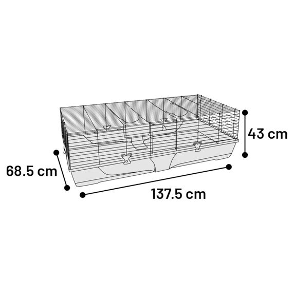 Flamingo Cavia- En Dwergkonijnenkooi Mobi Xl Grijs 137,5X68,5X43Cm