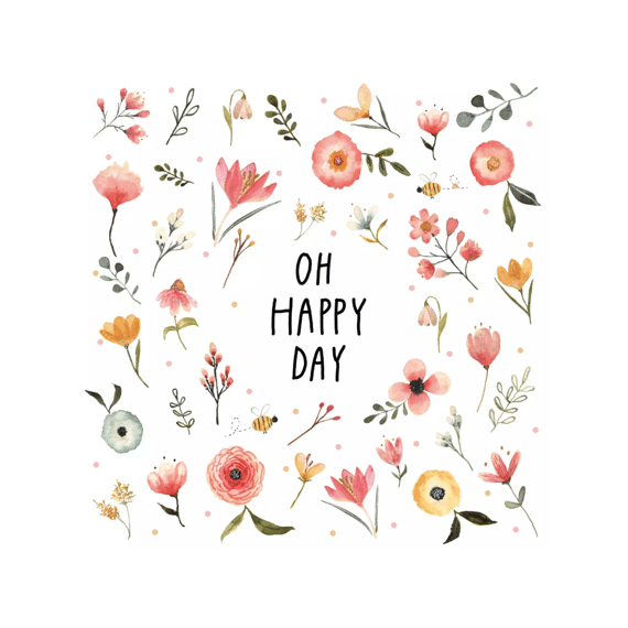 Ppd Oh Happy Day Servietten 25X25Cm - 20 Stuks