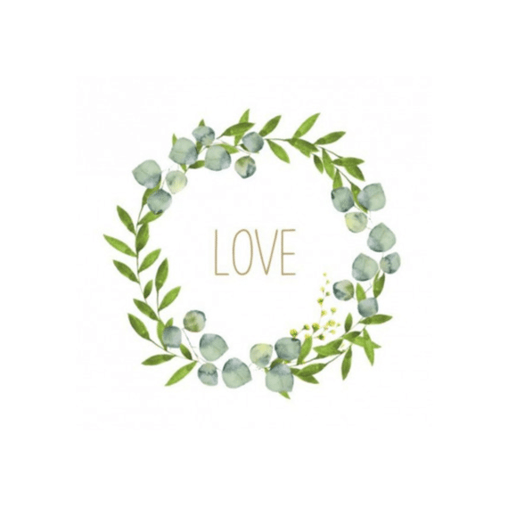 Ppd Love Wreath Servietten 33X33Cm - 20 Stuks