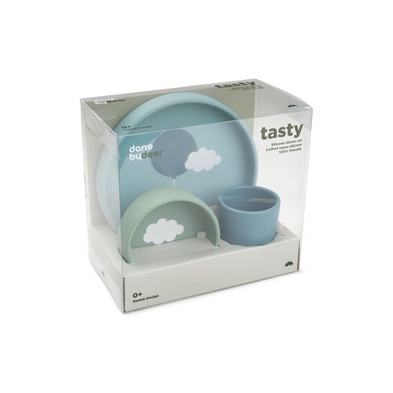 Done By Deer Silicone Dinner Set Happy Clouds Blue