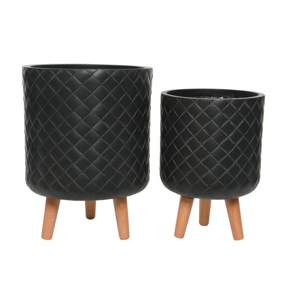 Kyan Planter Fibreclay Dia24.00-H35.00Cm Anthracite