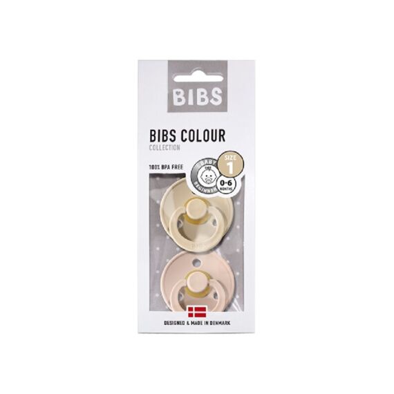 Bibs Fopspeen T1 0-6m 2-Pack Color Latex Vanilla/Blush