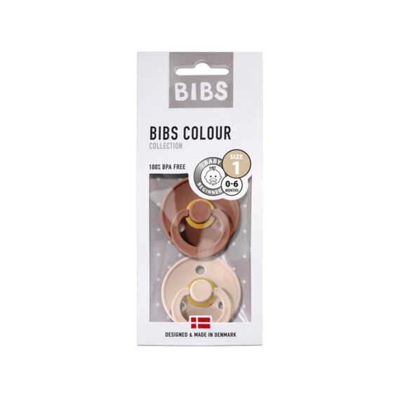 Bibs Fopspeen T1 0-6m 2-Pack Color Latex Woodchuck/Blush