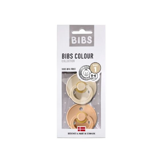 Bibs Fopspeen T1 0-6M 2-Pack Color Latex/Rond Vanilla/Peach