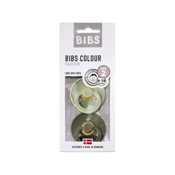 Bibs Fopspeen T2 6-18M 2-Pack Color Latex/Rond Sage/Hunter Green