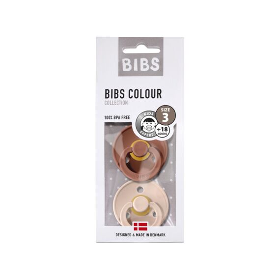 Bibs Fopspeen T3 18M+ 2-Pack Color Latex/Rond Woodchuck/Blush