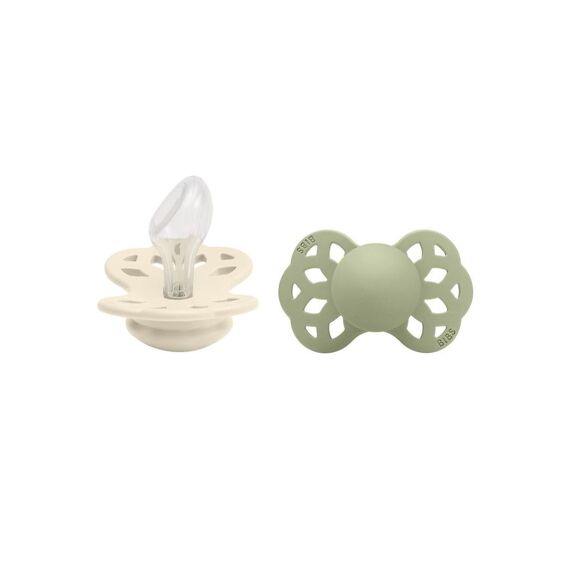 Bibs Fopspeen T2 6-18m 2-Pack Infinity Anatomic Silicone Ivory/Sage