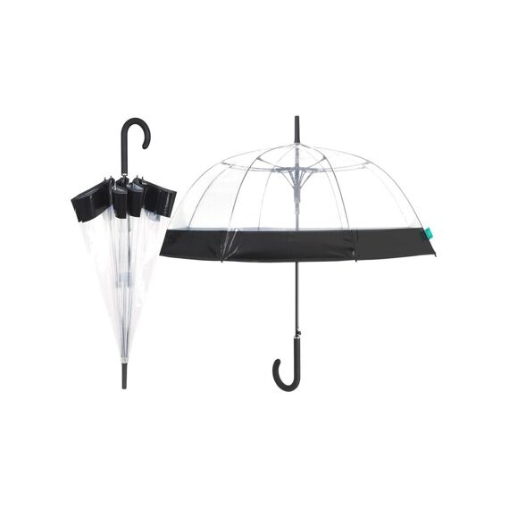 Perletti Umbrella Lady Cane Aut. 61/8  Black Edge Transp.