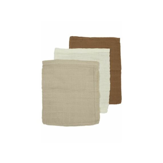 Meyco Hydrofiele Washandjes 3-Pack Pre-Washed Uni Offwhite/Sand/Toffee