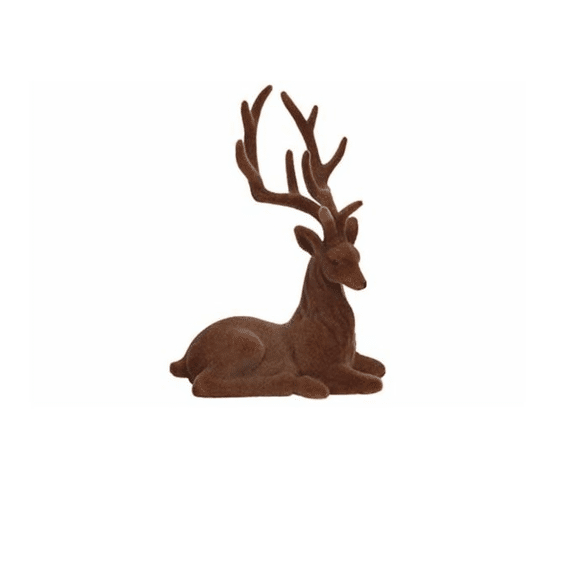 Hert Flocked Bruin 16X10Xh22Cm Kunststof