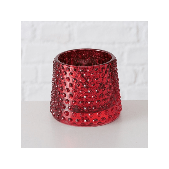 Theelichthouder Sabena Rond H7Xb8Cm Glas Rood 6 Assortimenten Prijs Per Stuk