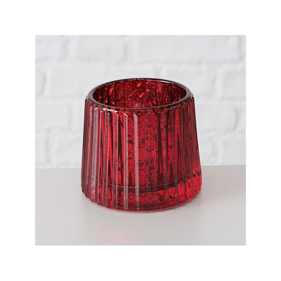 Theelichthouder Sabena Rond H7Xb8Cm Glas Rood 6 Assortimenten Prijs Per Stuk