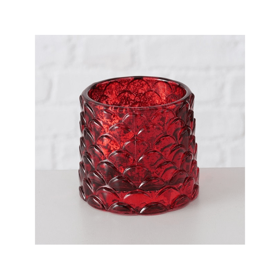 Theelichthouder Sabena Rond H7Xb8Cm Glas Rood 6 Assortimenten Prijs Per Stuk